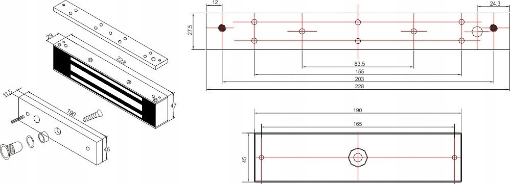 Bravë elektromagnetike Scot EL-800WS, 350kg, me sinjalizim, e jashtme