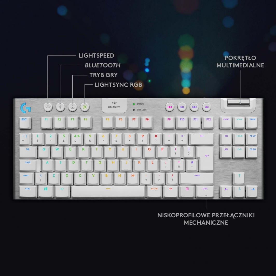 Tastierë Logitech G915 TKL Tactile (920-009664), e bardhë