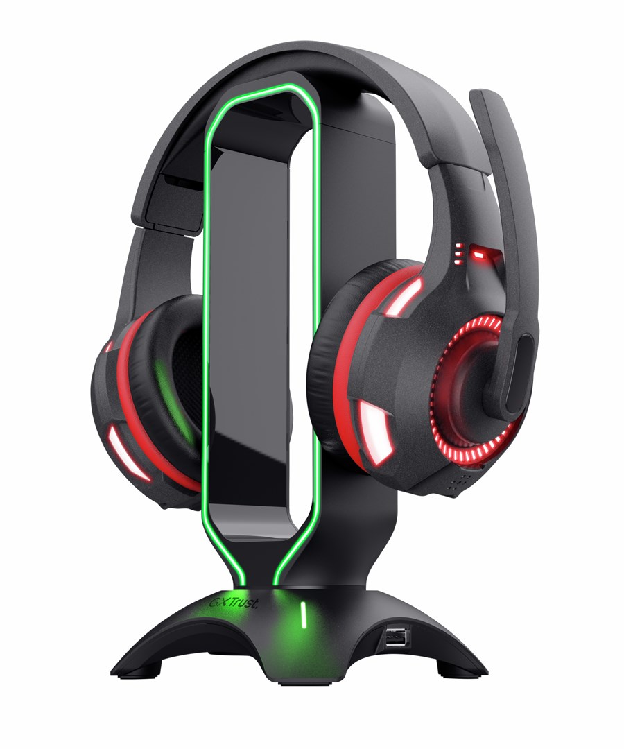 Stendë kufjesh Trust GXT 265 Cintar, RGB, 2x USB, e zezë
