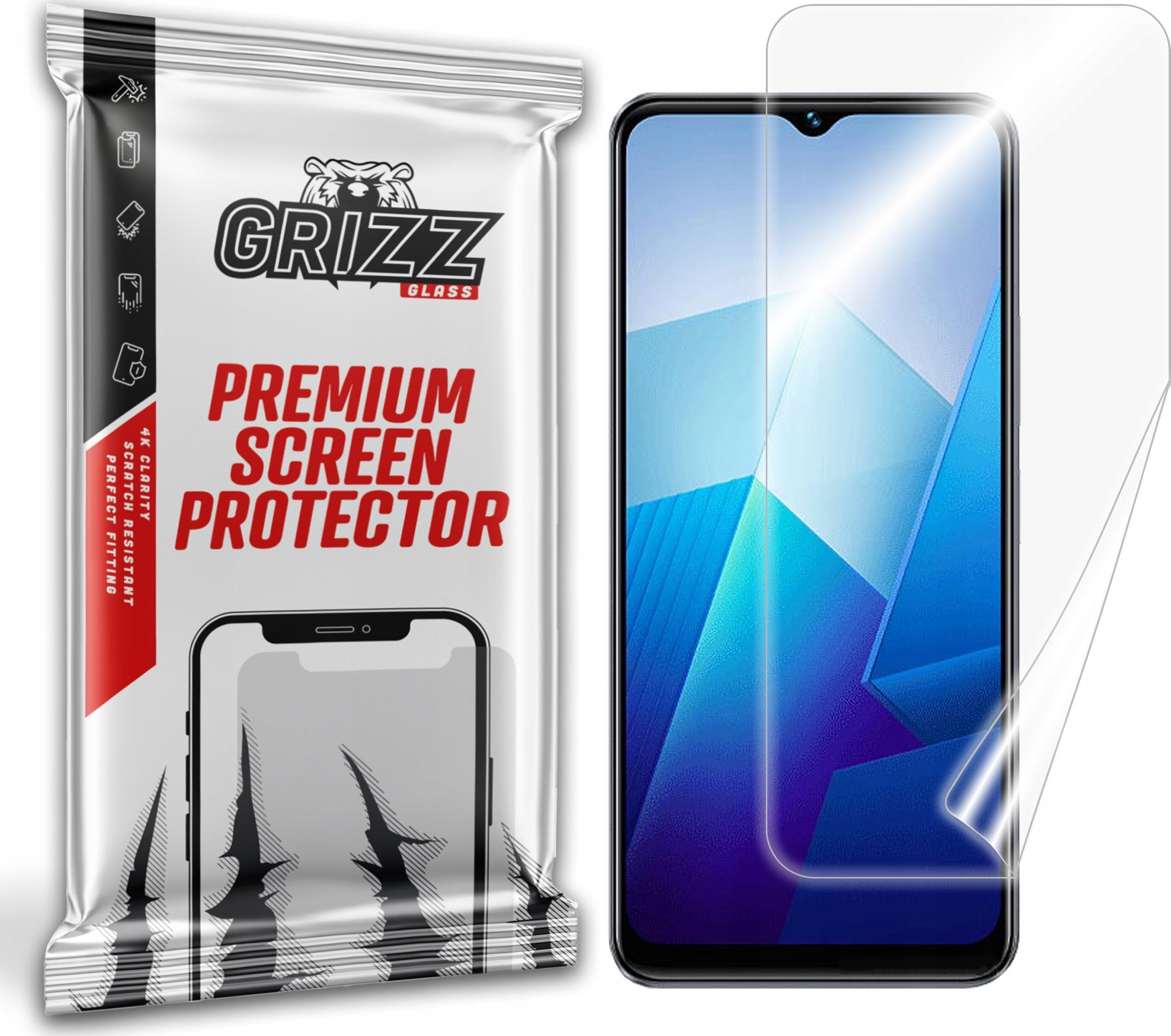 Folje mbrojtëse qeramike Grizz CeramicFilm për Vivo iQOO Z7i, ekran i plotë, transparente