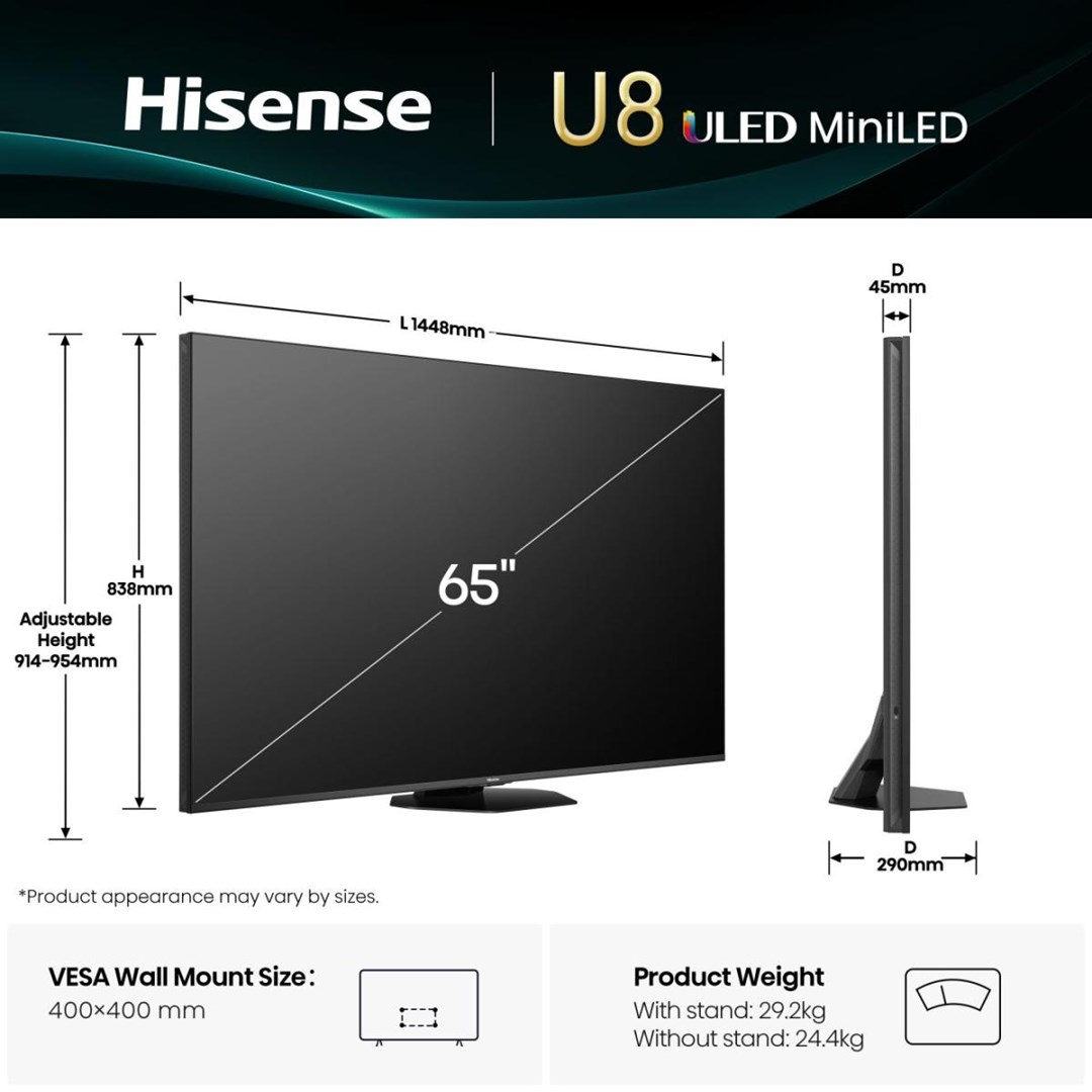 Televizor Hisense U8 Series 65U8Q, 65", MiniLED, i zi