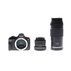 Kamerë mirrorless Canon EOS R50, lente RF S 18 45mm, lente RF 75 300mm, e zezë