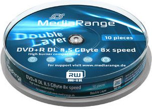 Disk MediaRange DVD+R DL, 8.5GB, 10 copë