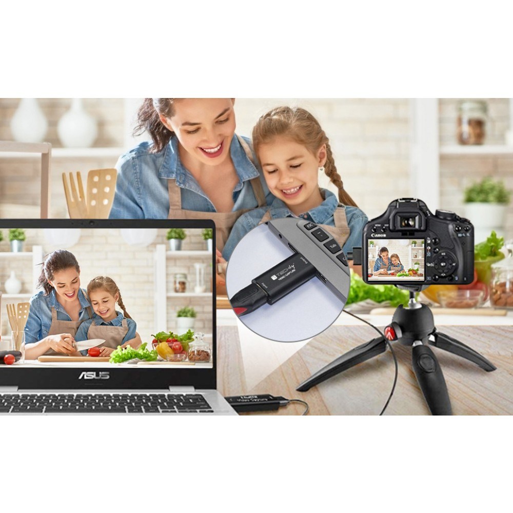 Kartë video capture Techly I USB VIDEO 1080TY, USB në HDMI, hyrje 4K 60Hz, dalje 1080p, e zezë