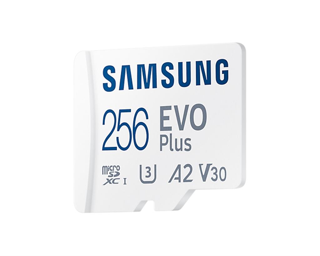 Kartë memorie Samsung EVO Plus, 256GB, MicroSDXC UHS I, e bardhë