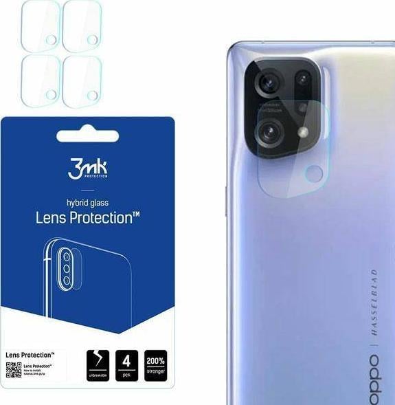 Mbrojtës lente 3MK Lens Protect, Oppo Find X5, xham hibrid, set 4 copë, transparent