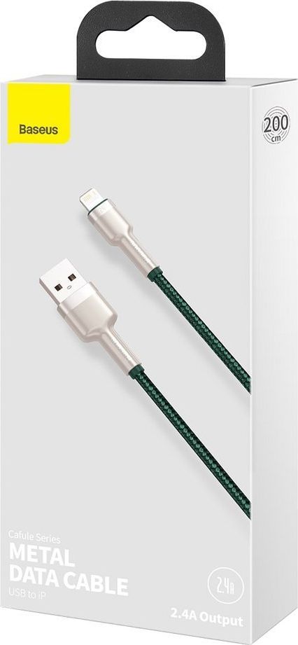 Kabllo USB Baseus USB A në Lightning, 2 m, 2.4A, jeshile