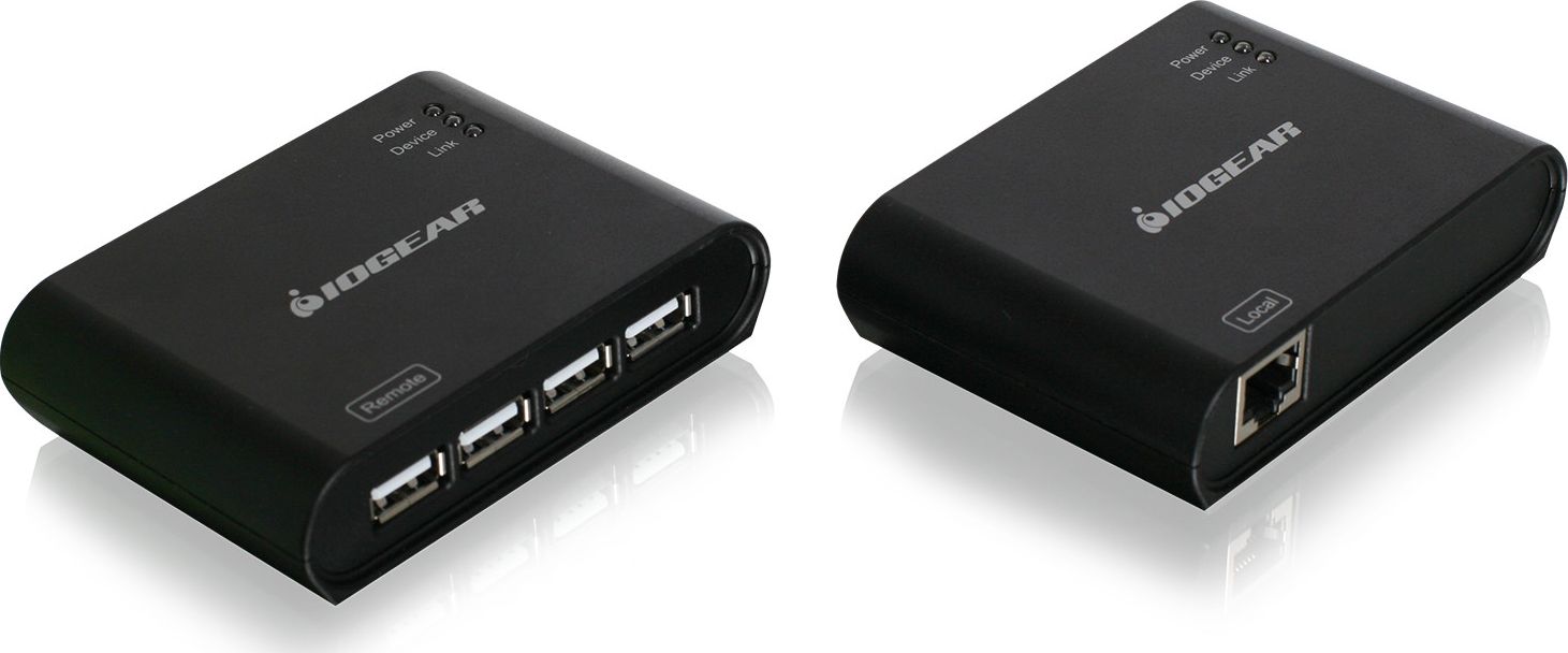 Shpërndarës USB IOGear 1x RJ-45 + 4x USB-A 2.0