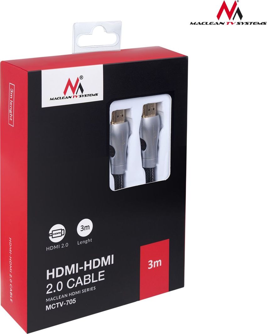 Kabllo Maclean HDMI - HDMI, 2m, e argjend