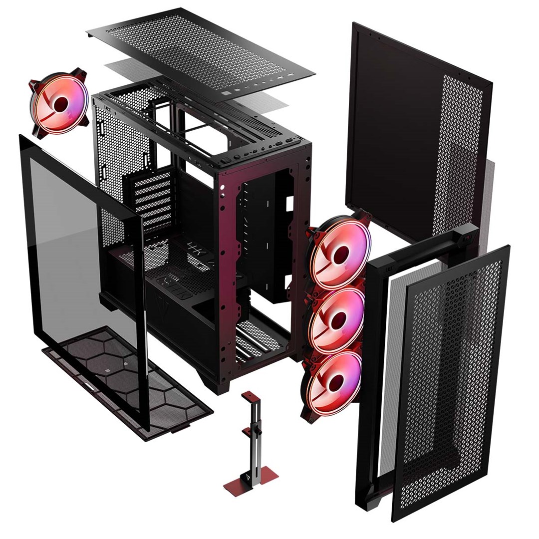 Kuti kompjuteri Modecom Volcano Expanse T Apex ARGB, Midi Tower, xham i temperuar, e zezë