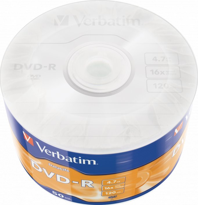 DVD disk Verbatim DataLife, 4.7GB, 16x, paketë 50 copë, Matt Silver