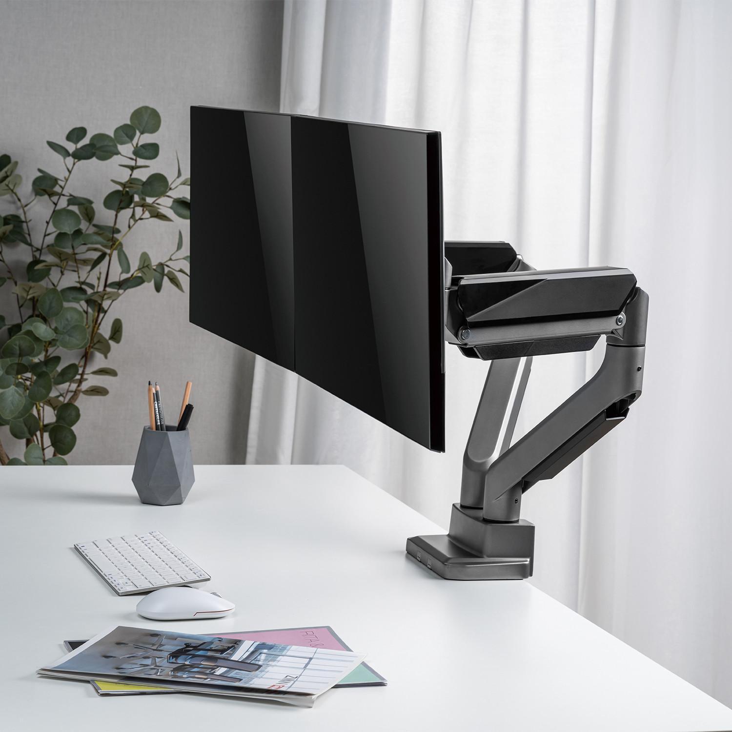 Mbajtëse tavoline për monitorë Maclean Ergo Office ER-446, 17"-35", 2 monitorë, e zezë