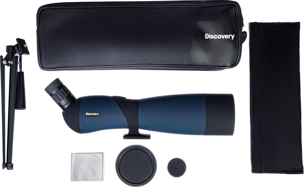 Teleskop peizazhi Levenhuk Discovery Range 70, me tripod tavoline, trup kompakt, blu i errët
