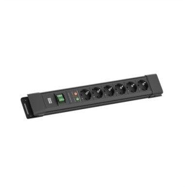 Shirit elektrik Bachmann CONNECTUS, 6x CEE 7/3, mbrojtje nga mbitensioni, 2m, i zi