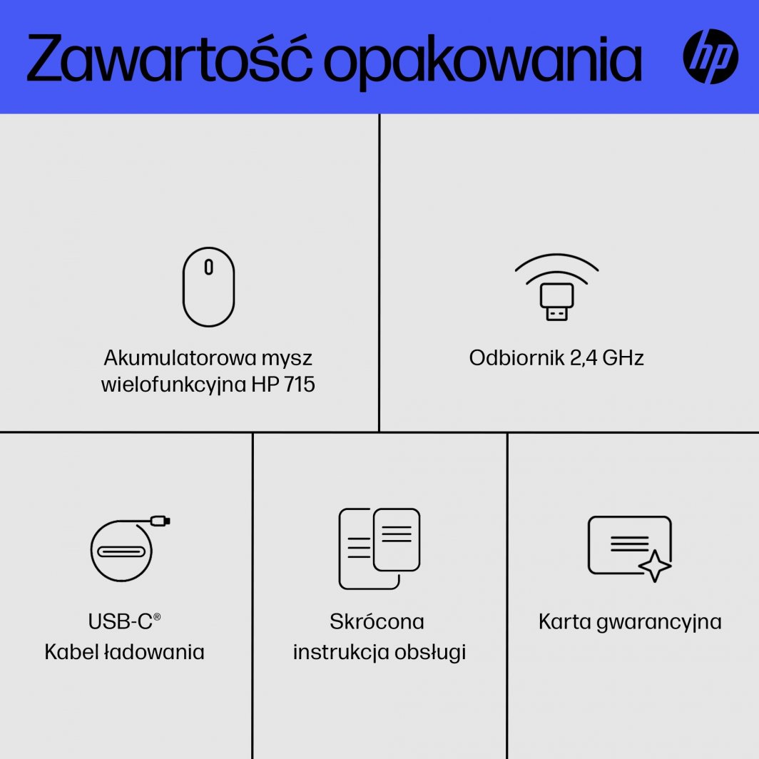 Maus Wireless HP 715, Bluetooth, USB-C, i zi