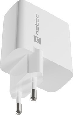 Karikues Natec Ribera GaN NUC-2142, 45W, 1x USB A 1x USB C, i bardhë