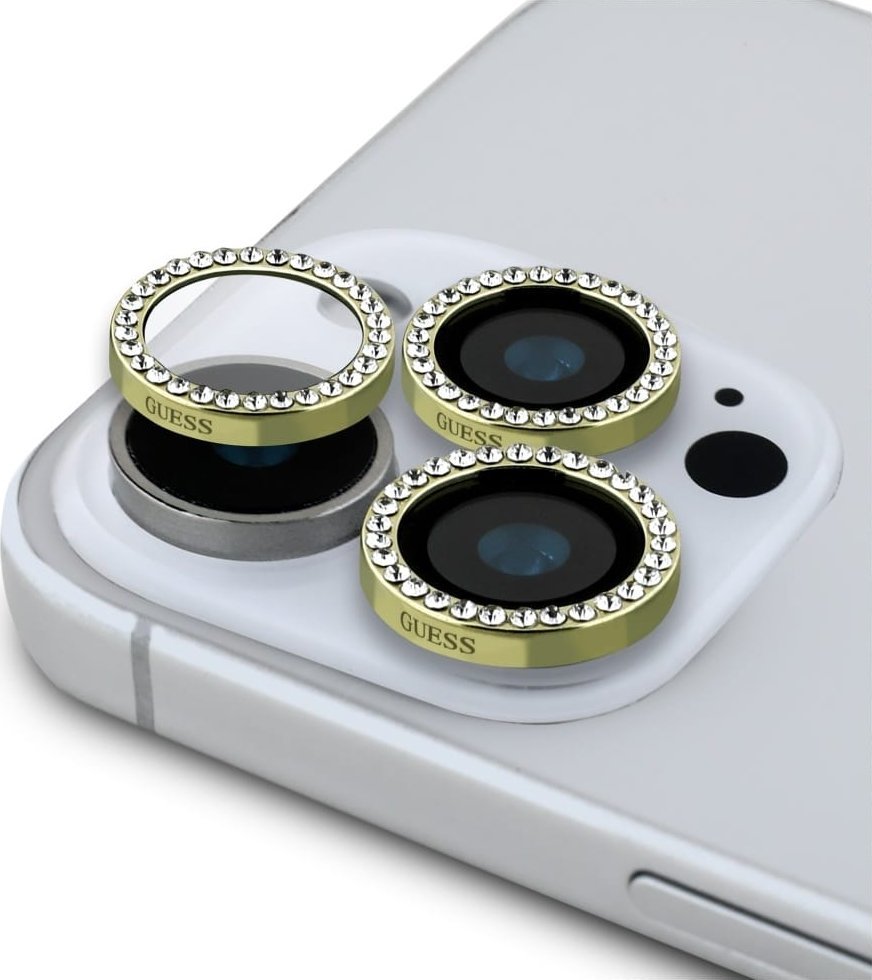 Xham mbrojtës Guess BP për iPhone 16 Pro Max, set 2 në 1, ekran dhe kamera, i artë