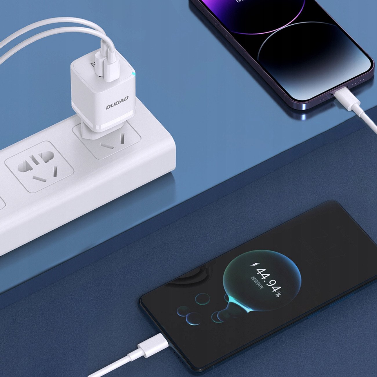 Karikues muri Dudao A13Pro GaN, 33W, USB C dhe USB A, i bardhë