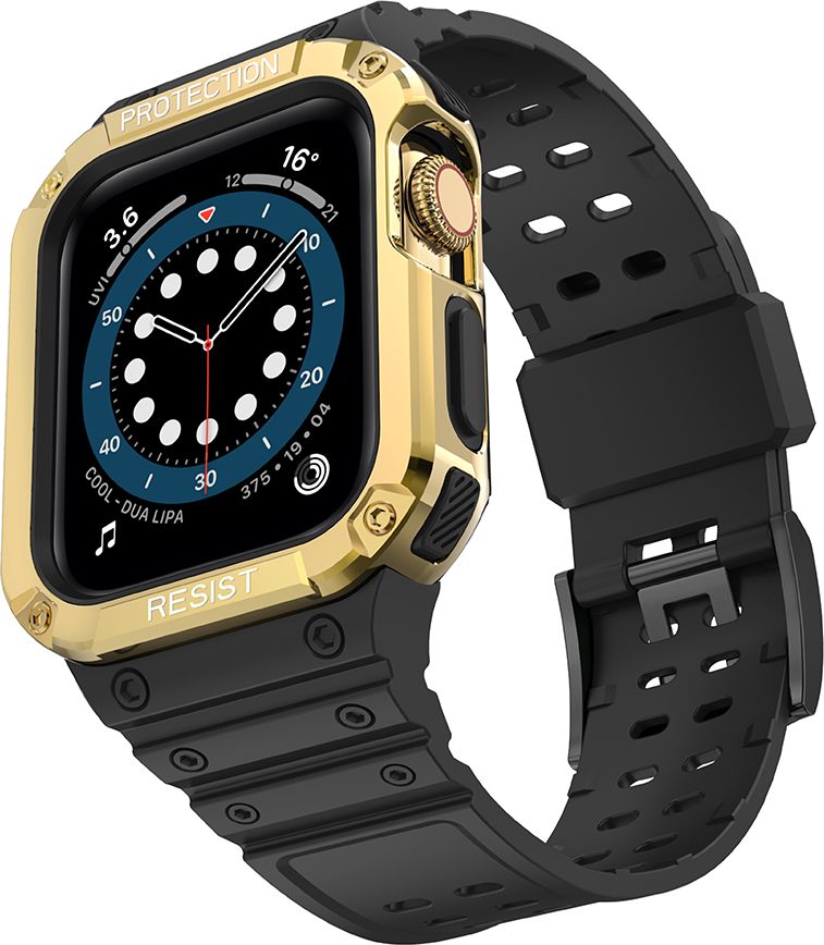 Rrip me kasë për orë inteligjente Hurtel Protect Strap, për Apple Watch 45 44 42mm, i zi