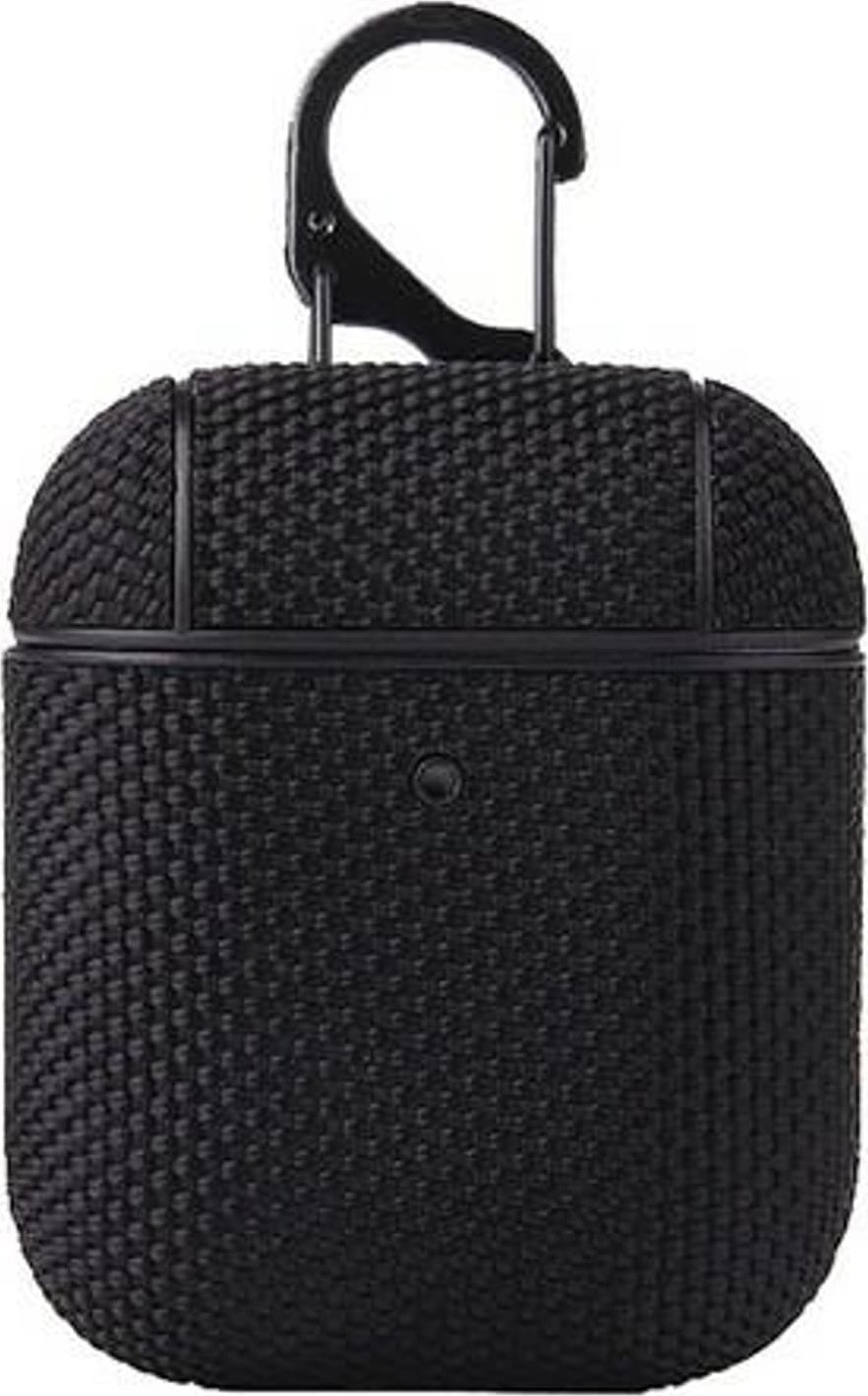 Mbrojtëse Beline për AirPods 1/2, shell cover TPU, me karabinë, e zezë