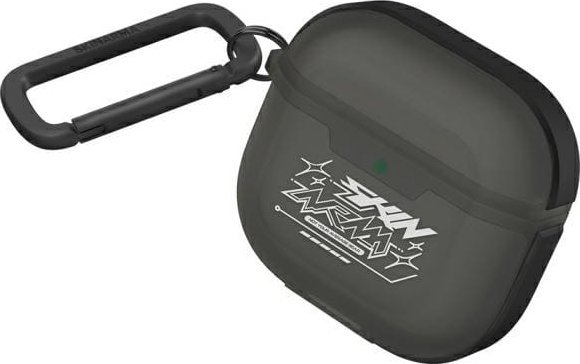Mbulesë kufjesh Skinarma Kinzoku Smoke për AirPods 4, plastikë, me karabinë, gri
