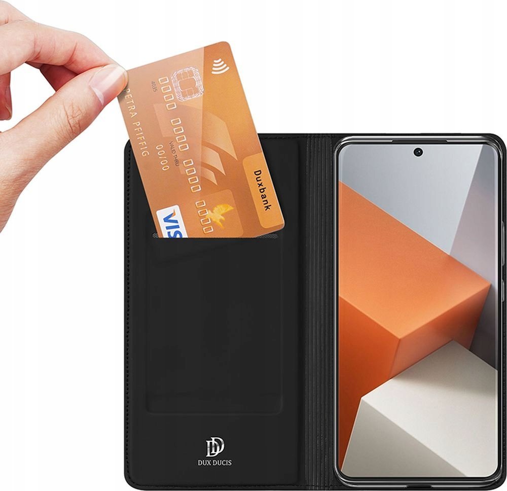 Mbulesë telefoni Dux Ducis për Xiaomi Redmi Note 13 Pro Plus 5G, Skin Pro Series, me xhep karte, e zezë
