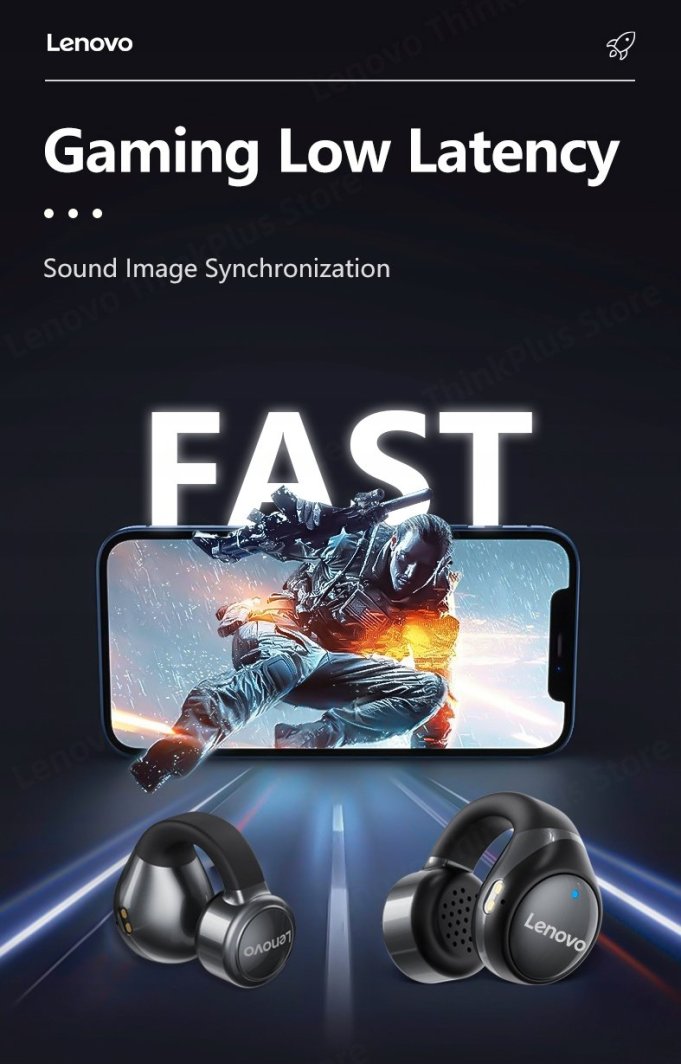 Dëgjuese Lenovo X20 Ear Clip TWS, 6 orë, 10m, me mikrofon, të zeza