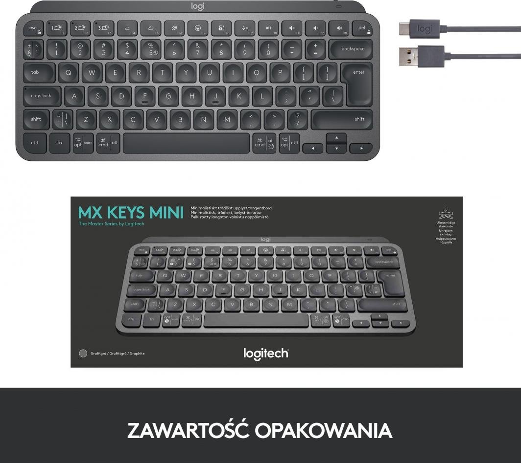Tastierë Logitech MX Keys Mini (920-010498), US, pa kabllo, e hirtë