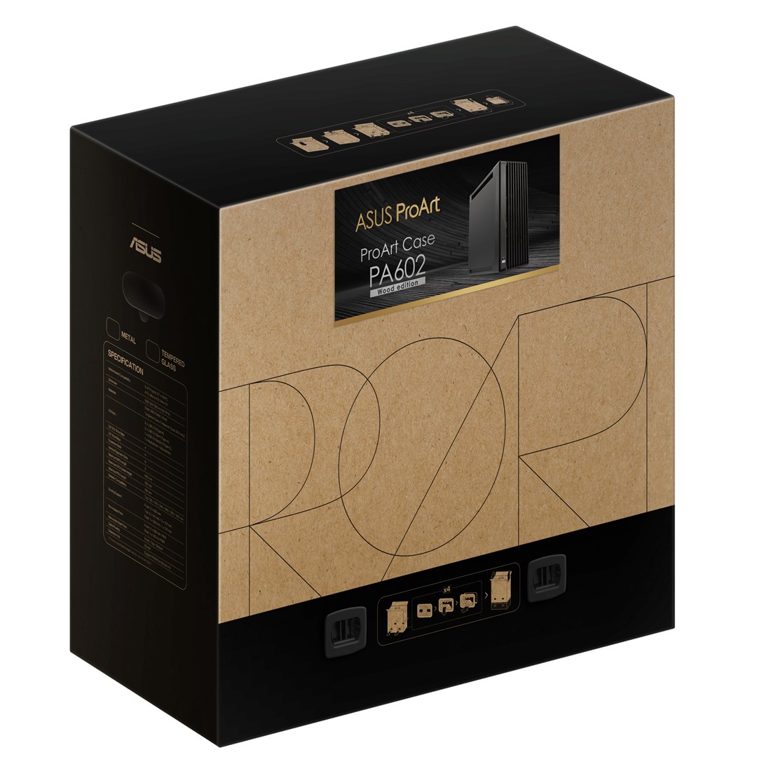 Kuti PC ASUS ProArt PA602 Wood Edition, mid tower, panel metalik, e zezë