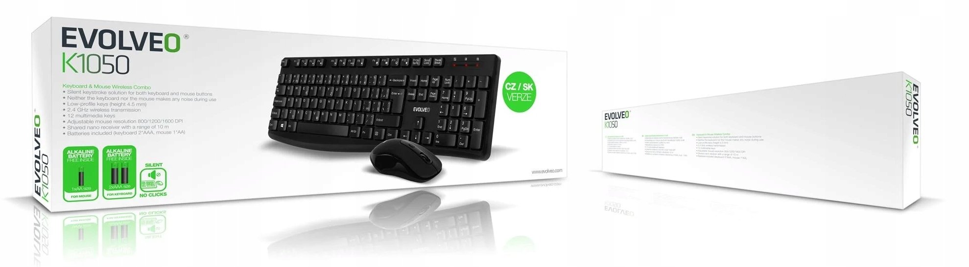 Set tastierë dhe maus EVOLVEO K1050, pa tela, ergonomik, i zi