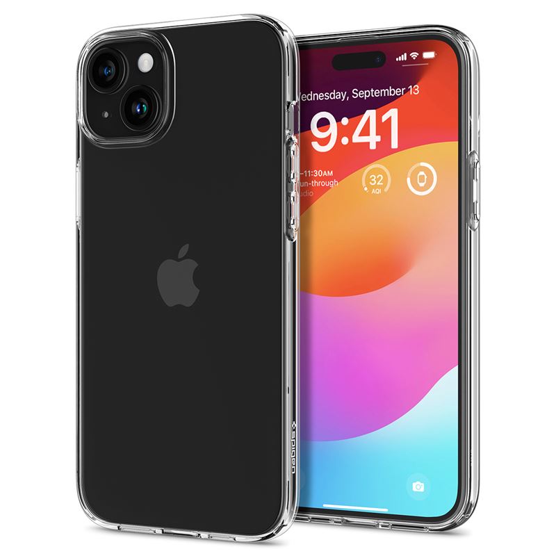 Mbështjellës për iPhone 15 Spigen Liquid Crystal, transparent