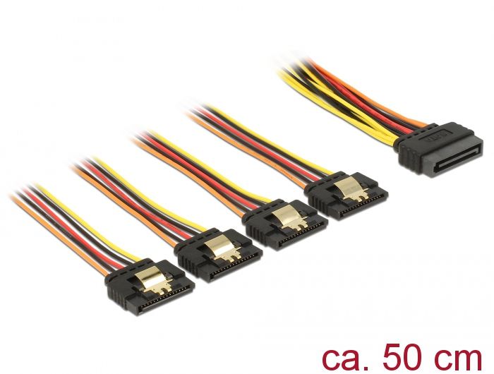 Delock кабел SATA 15-пински - SATA 15-пински x4, 0,5 м, повеќебоен