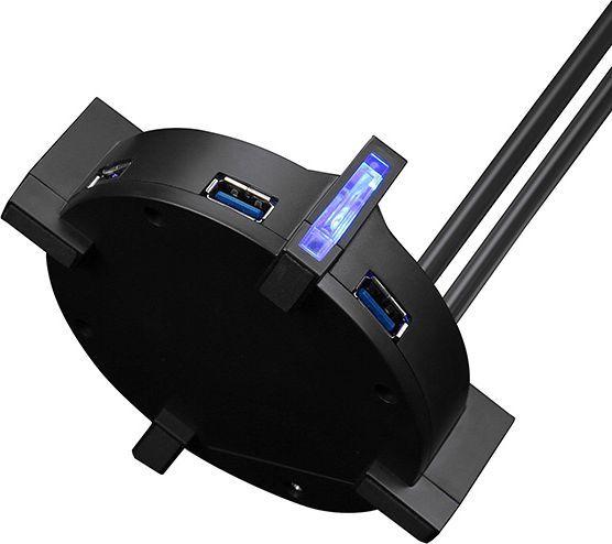 Mbajtëse për kufje Marvo, RGB, plastike, e zezë