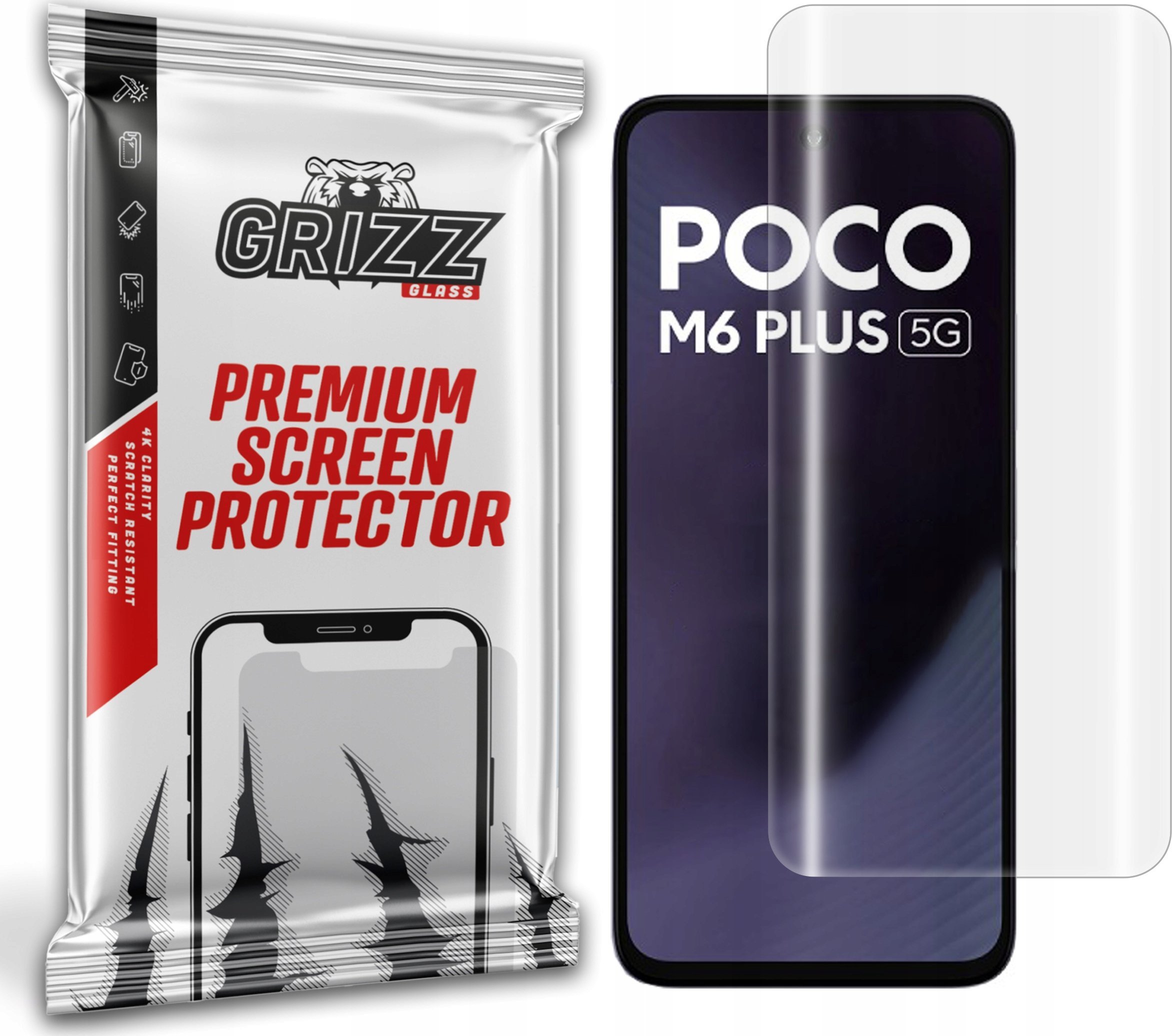 Folie mbrojtëse hydrogel Grizz për Xiaomi Poco M6 Plus, transparencë e plotë