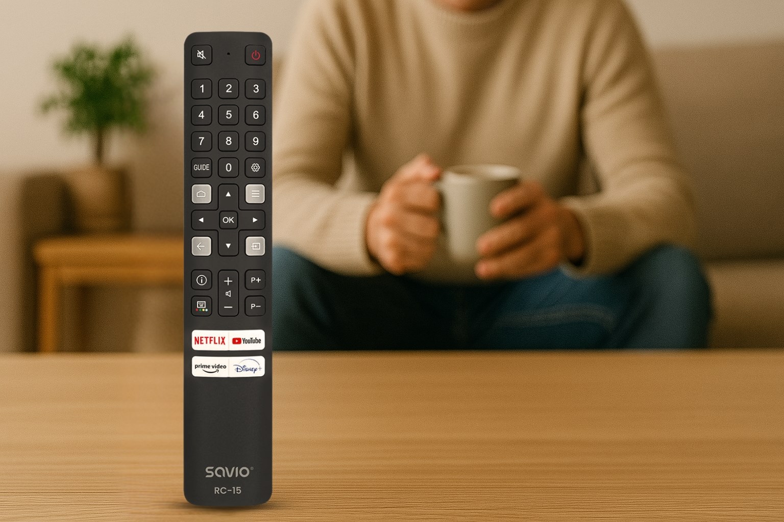 Telekomandë universale Savio RC-15, për TCL Smart TV, rreze 10m, e zezë