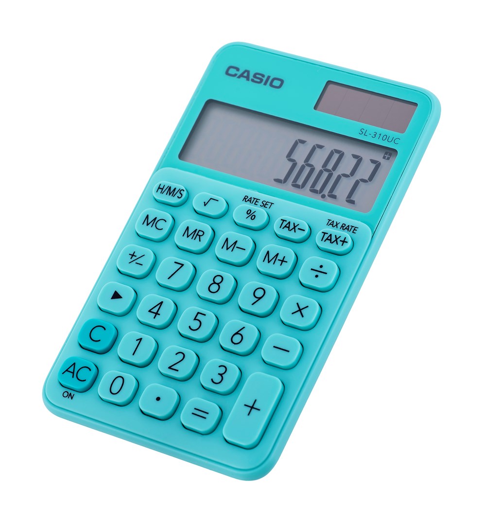 Kalkulator xhepi Casio SL-310UC-GN-S, 10 shifra, ekran i madh, i gjelbër