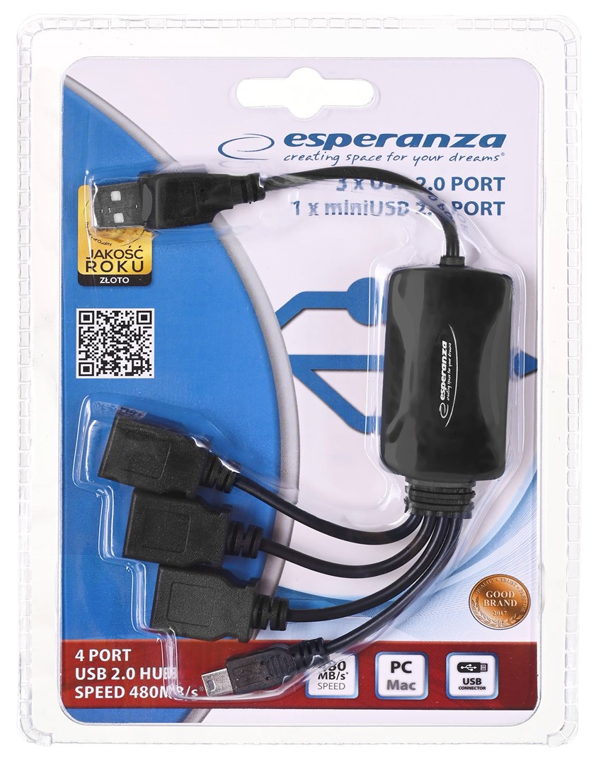 USB HUB Esperanza EA-114, 4 porte, i zi