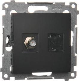 Prizë antene dhe rrjeti Kontakt-Simon Simon54 DASFRJ45.01/49, RJ45, tip F, e zezë mat