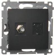 Prizë antene dhe rrjeti Kontakt-Simon Simon54 DASFRJ45.01/49, RJ45, tip F, e zezë mat