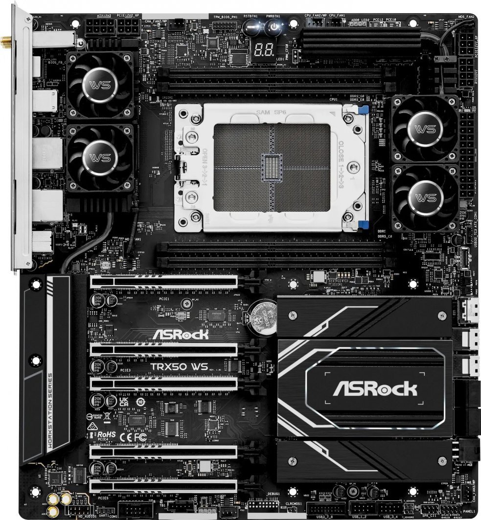 Pllakë amë ASRock TRX50 WS, 3x PCIe Gen5 x16, DDR5 ECC 1TB, e zezë