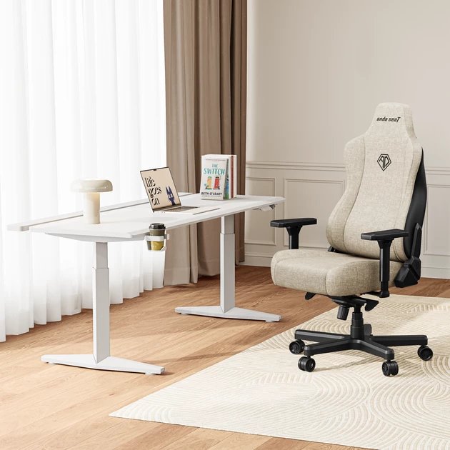 Karrige gaming Anda Seat Kaiser 3E XL, pëlhurë, ergonomike, bezhë