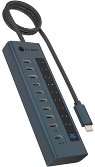 Докинг станица и USB разделник Icy Box IB-HUB1450-C31, 9 порти, USB-C, сива