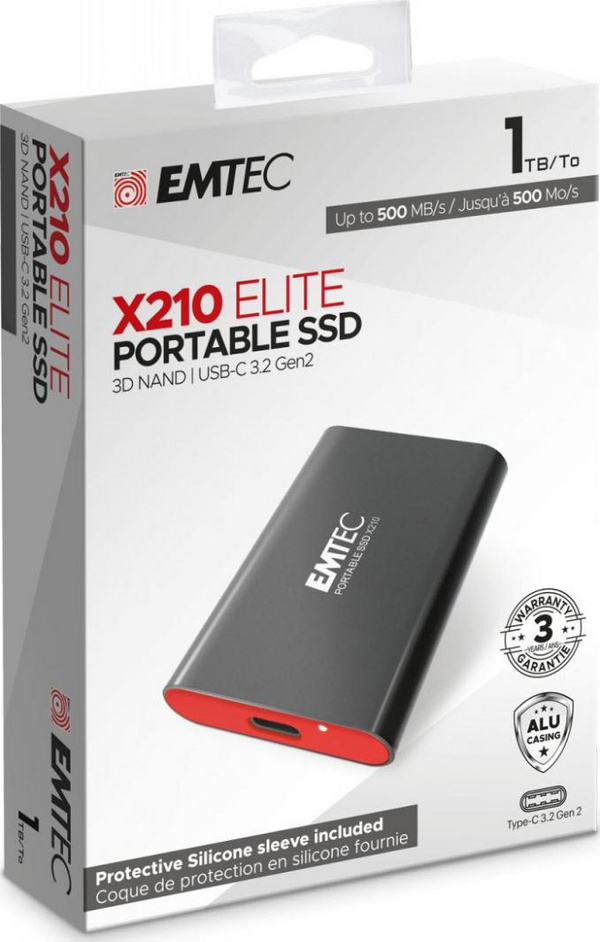Disk SSD Emtec SSD X210 Elite 1TB, e zezë/e kuqe