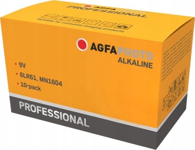 Bateri alkaline AgfaPhoto Professional 110-858463, 9V, paketim 10 copë