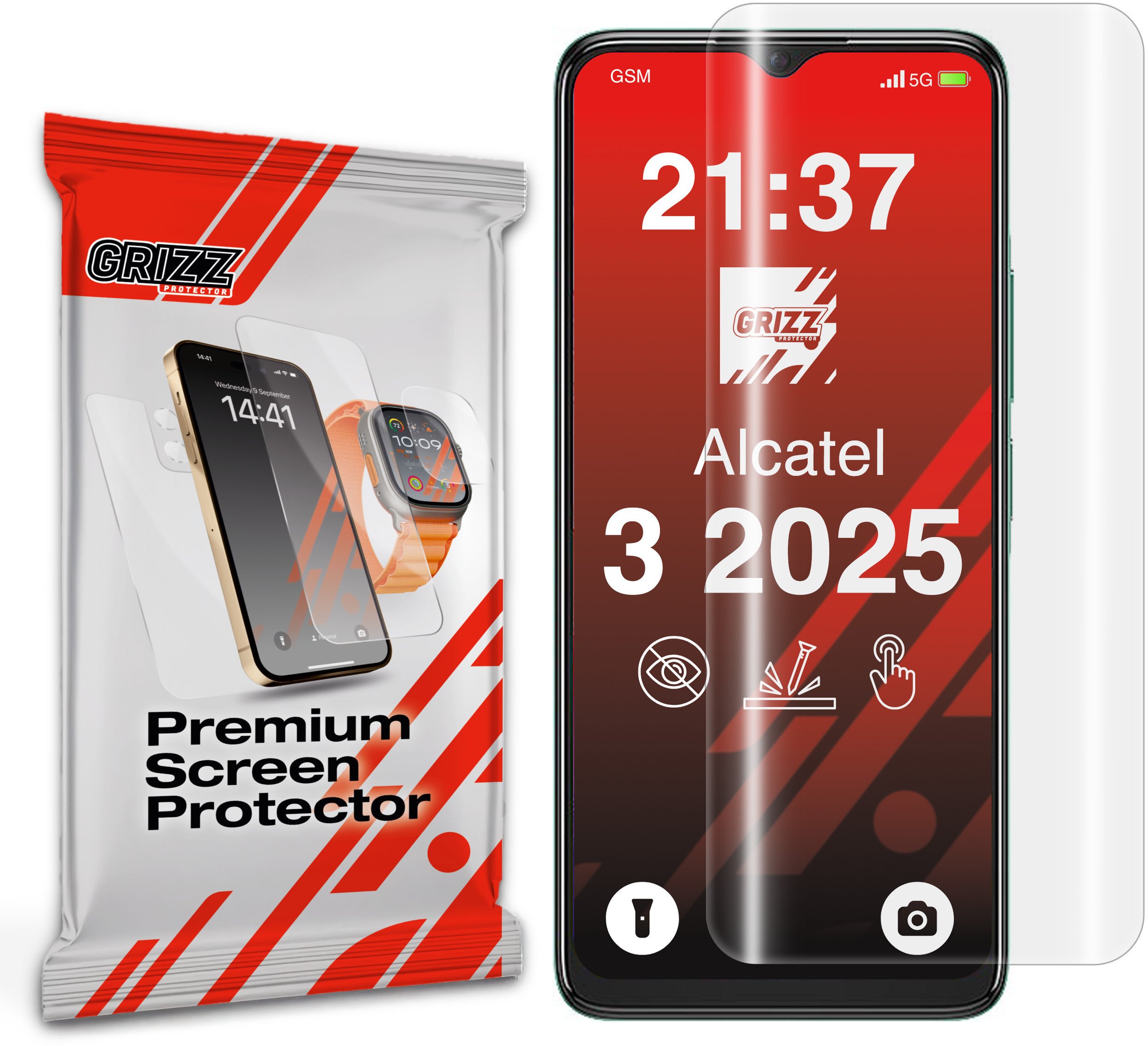 Folie mbrojtëse Hydrogel Grizz Hydrofilm për Alcatel 3 2025, transparente