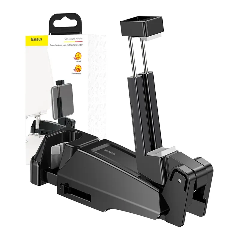 Mbajtës telefoni Baseus Back Seat Headrest, për sedilje të pasme, për telefona 64–90 mm, i zi