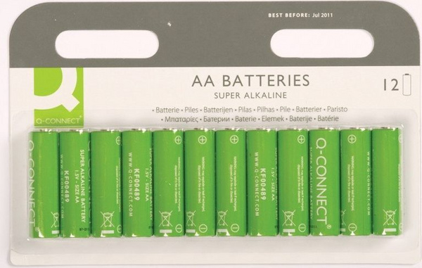 Bateri alkaline Q-Connect KF00644, AA, set 12 copë, jeshile