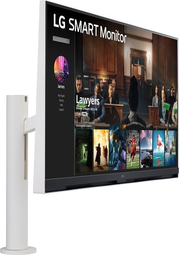 Monitor LG Smart 32SQ780S-W Ergo, 32'', 65Hz, Class G, 3840 x 2160 (UHD 4K), VA, i bardhë