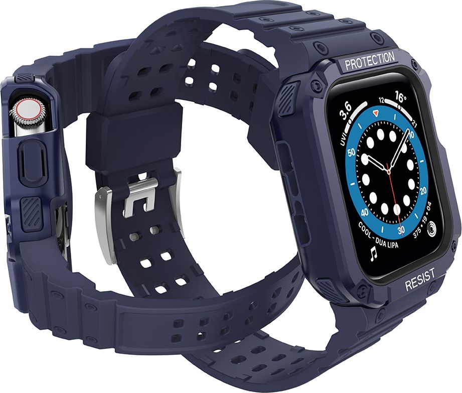Rrip ore inteligjente Hurtel Protect Strap Band me kasë, për Apple Watch 45 44 42mm, i blinduar, blu