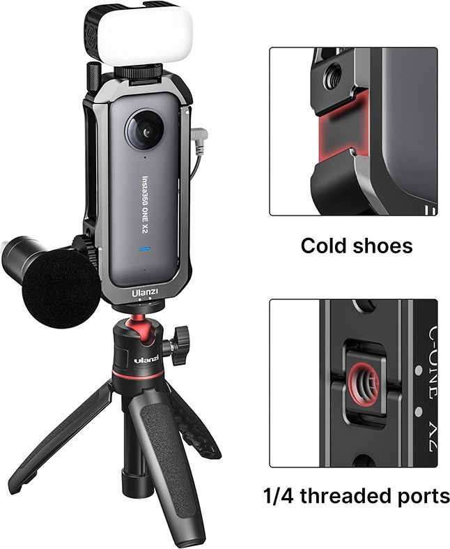 Kornizë montimi Ulanzi për Insta360 One X2, me adaptor magnetik, me kapak silikoni, e zezë